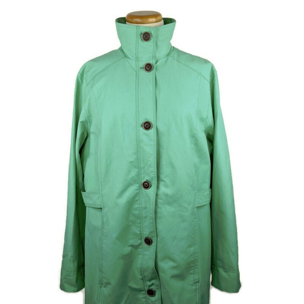 Eddie Bauer Size XL Rain Trench Coat Seafoam Green